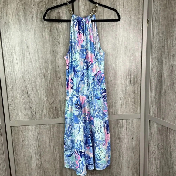 Lilly Pulitzer Pink and Blue With Shorts Pickerball Tennis Halter Sz M Excellent - Picture 8 of 10